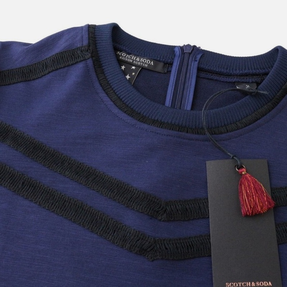 MAISON SCOTCH Dark Blue Dress XL Long Sleeve Zip RRP $125.00 100%cotton so cute